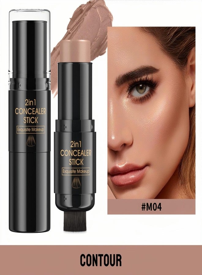 MAEPEOR Contour Stick Blendable Smooth Matte Cream Contour Stick Waterproof Long Lasting Face Shaping Makeup Pen with Brush (Color 04) - Image 2